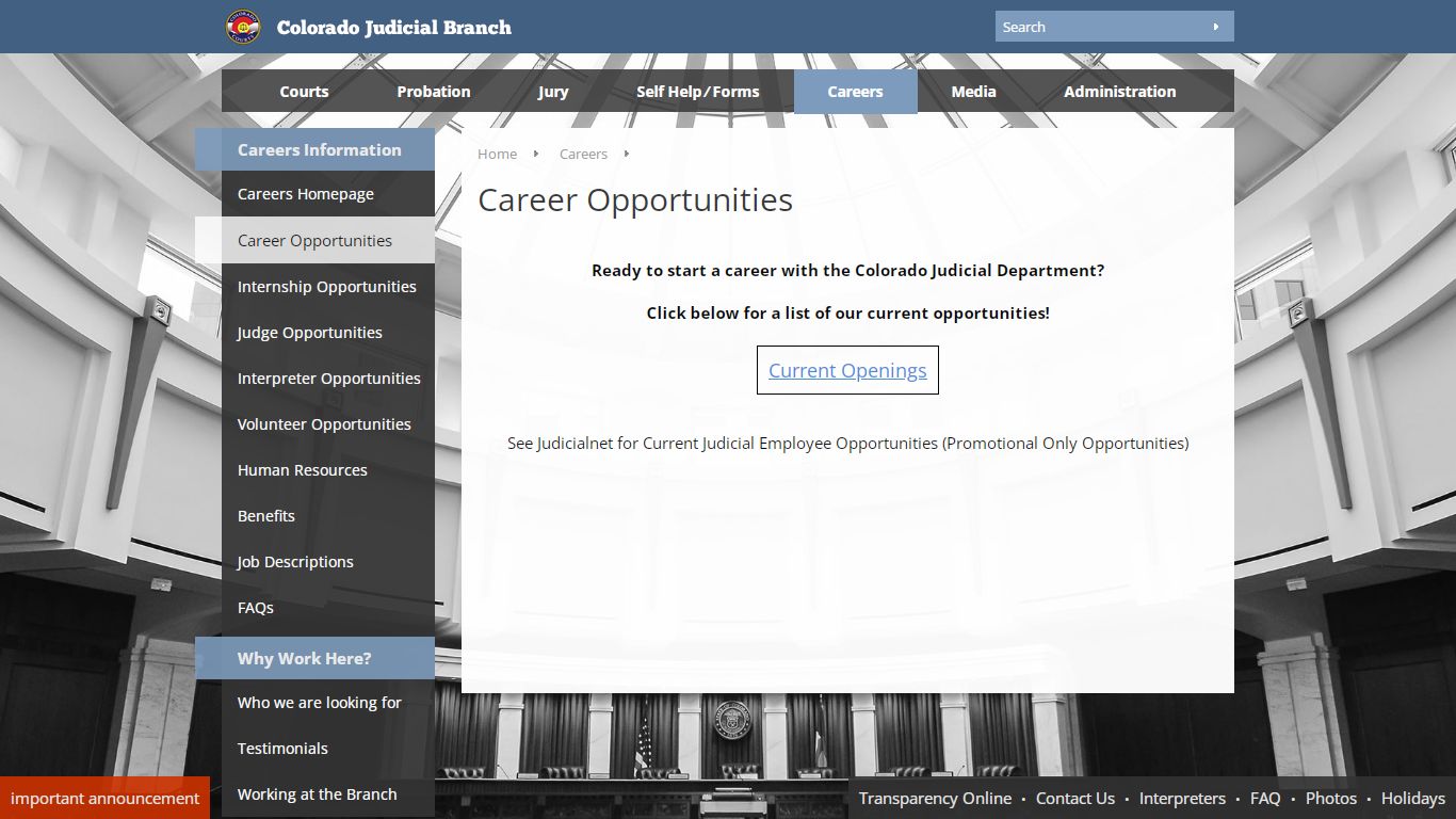 Colorado Judicial Branch - Careers - Career Opportunities