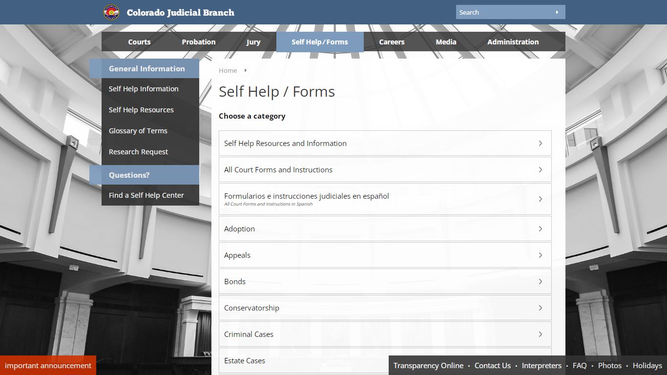 Colorado Judicial Branch - Self Help and Forms